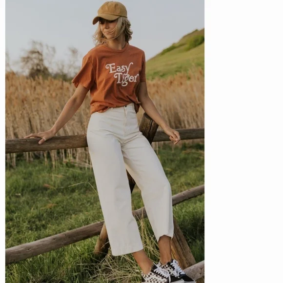 Free People Cream Wide-Leg Cropped Jeans - Picture 12 of 13